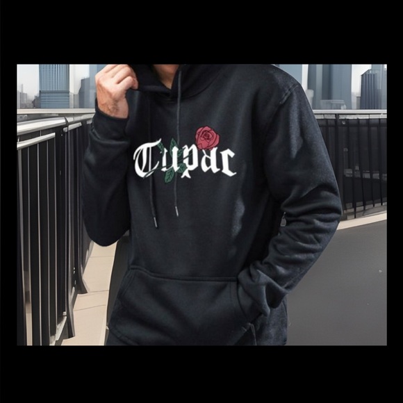 2-Pac Shakur TUPAC 🌹 Hoodie Pullover Long Sleeve Sweatshirt Unisex Shirt - Picture 1 of 3